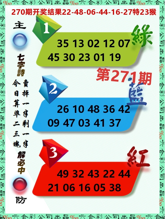 三波十码 第271期