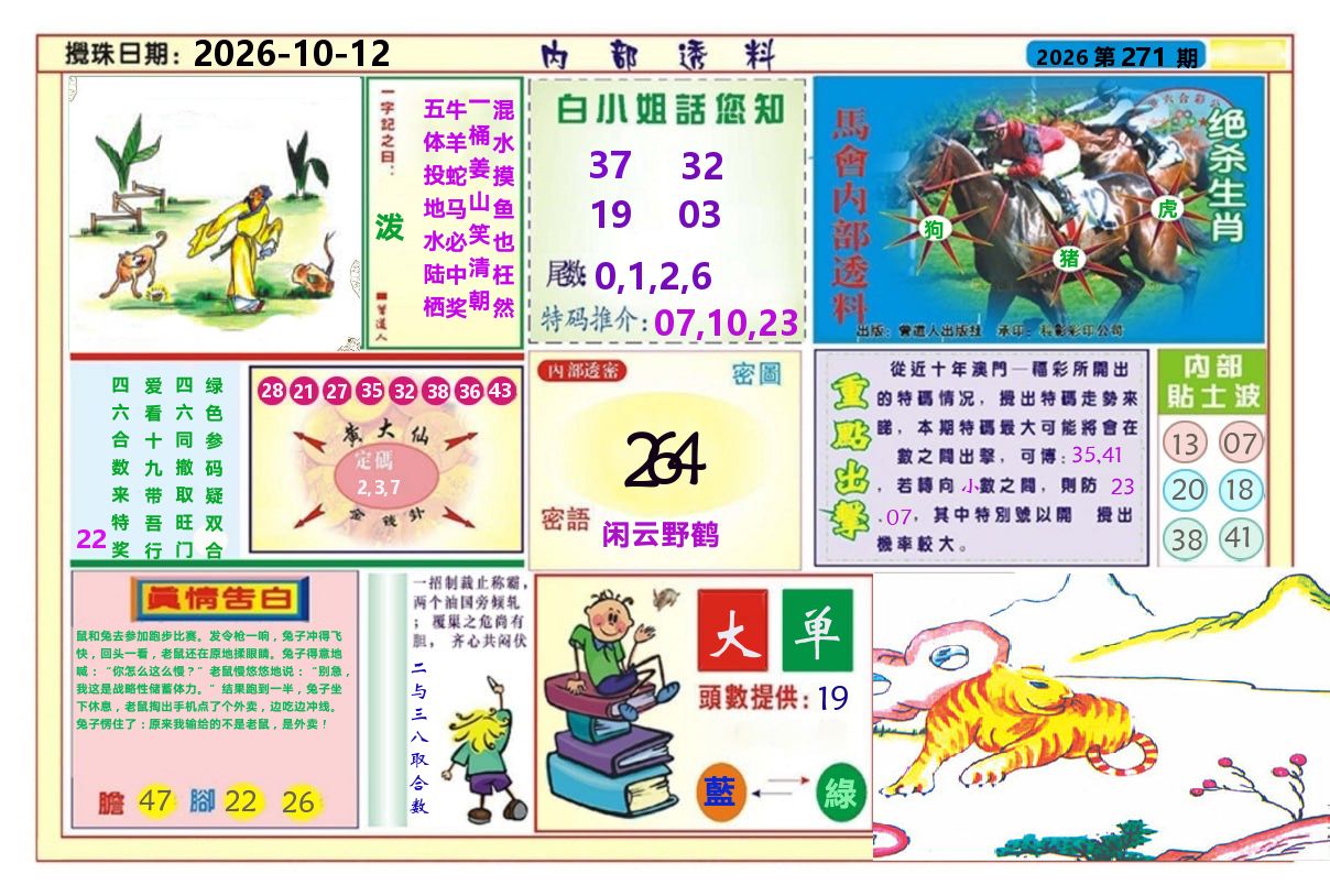 快乐八内部透料A 第271期
