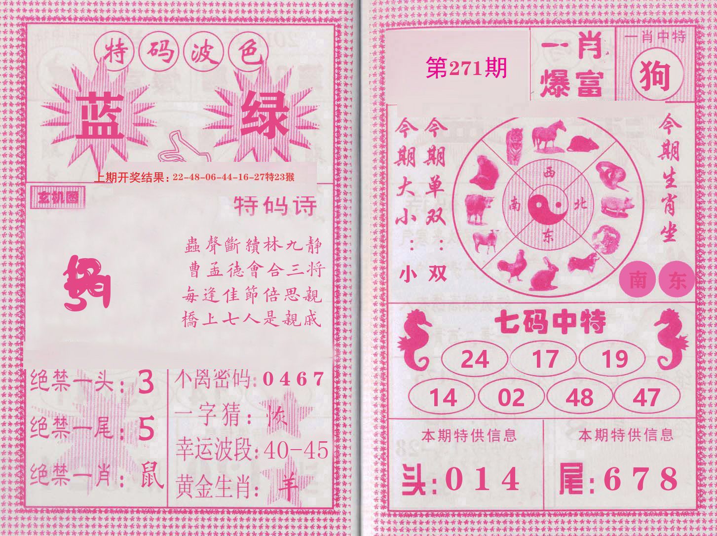 玄机中特 第271期