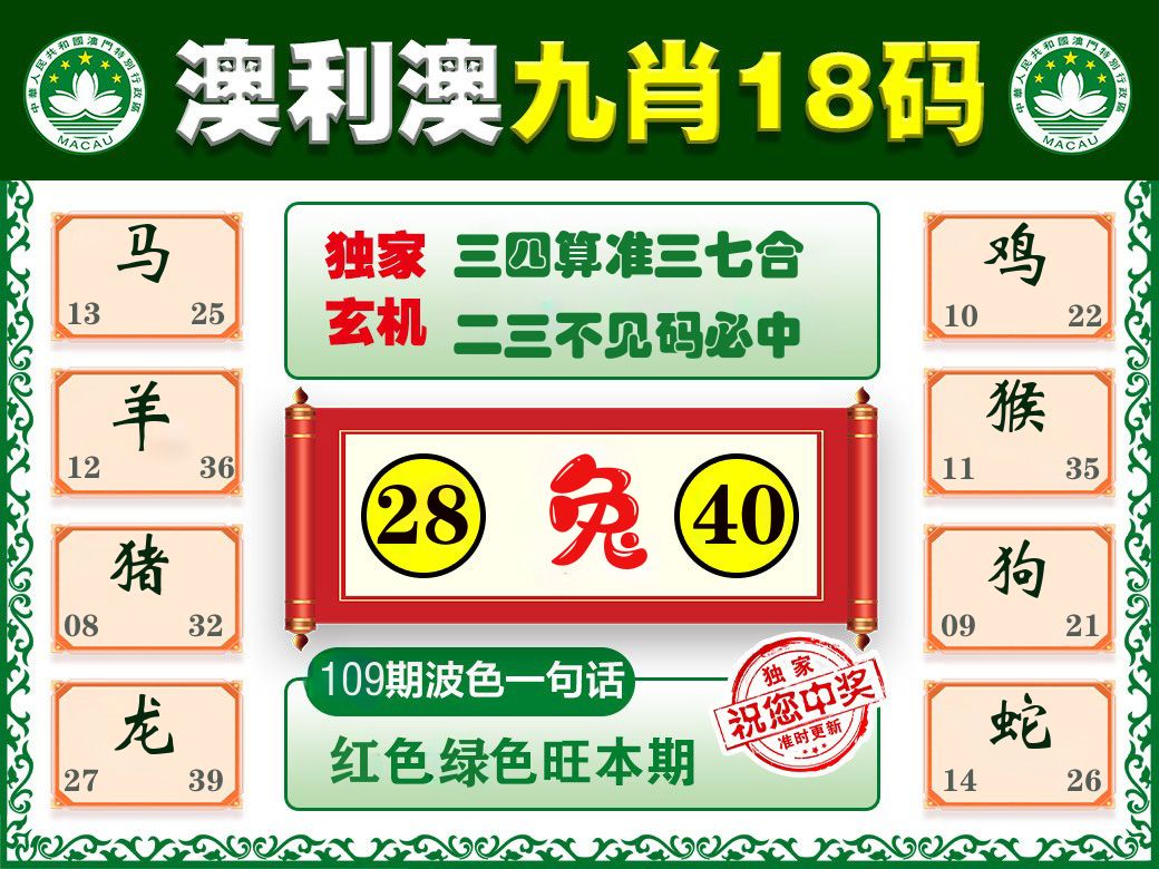 澳利澳九肖 第109期