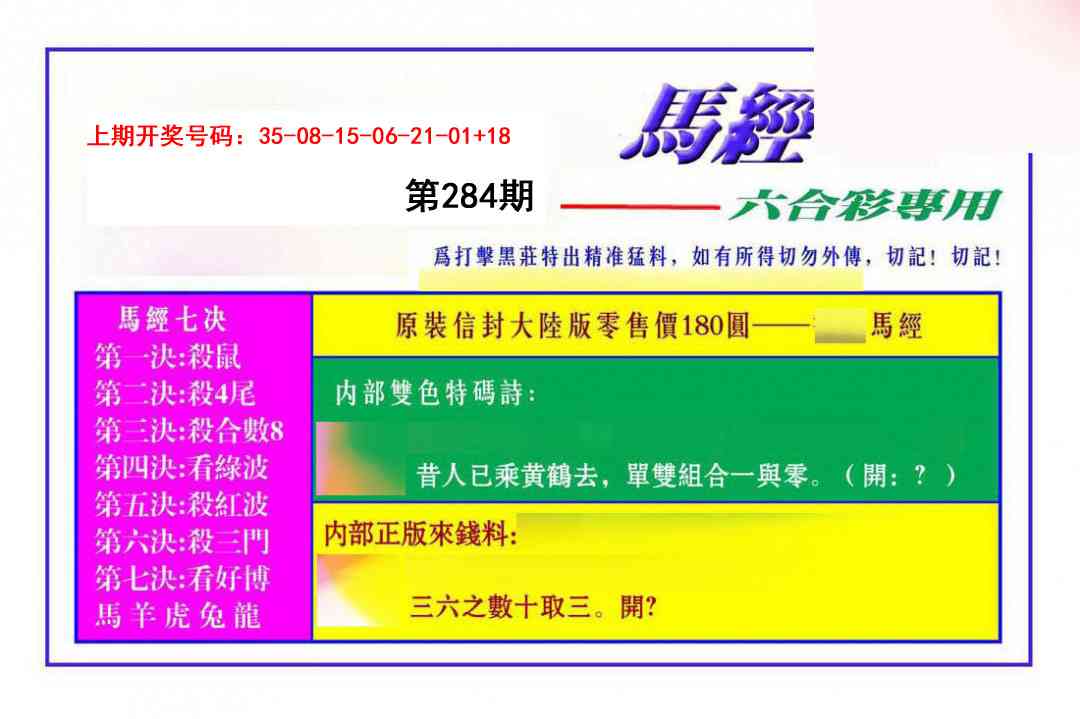 马经 第284期