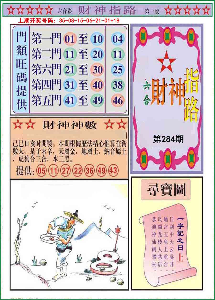 财神指路A 第283期