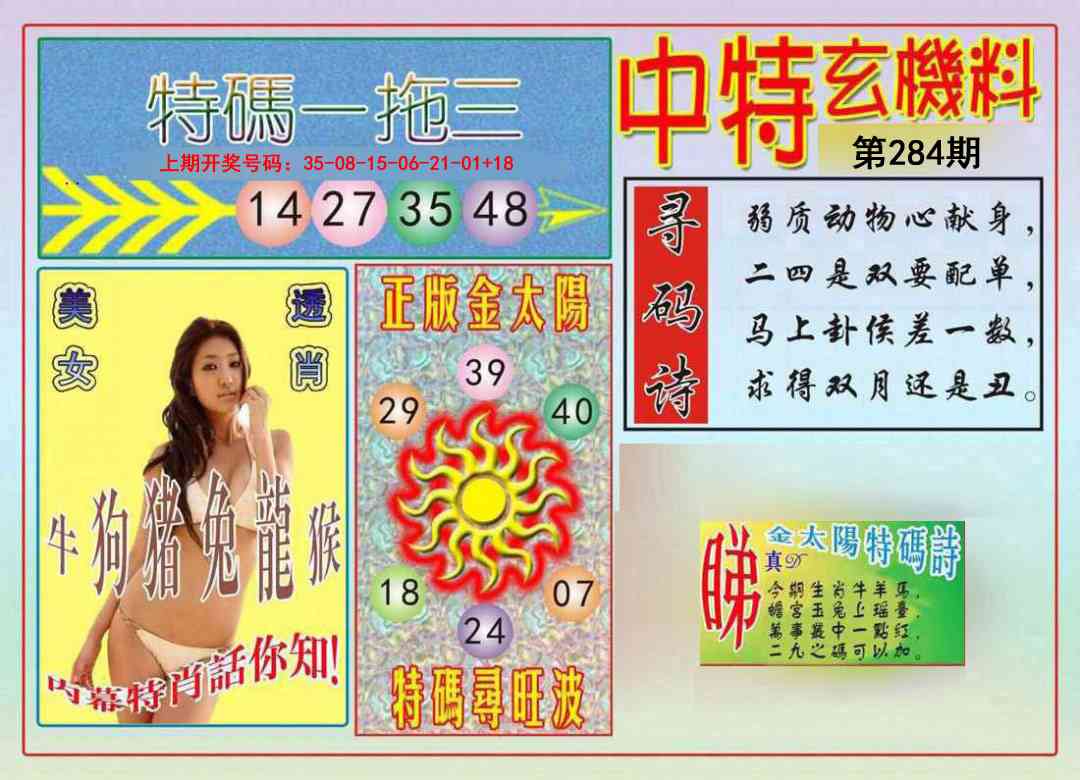 中特玄机料 第283期