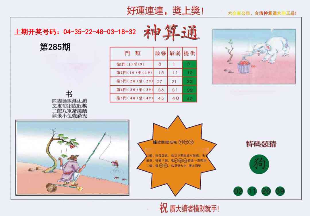 4-台湾神算 第285期