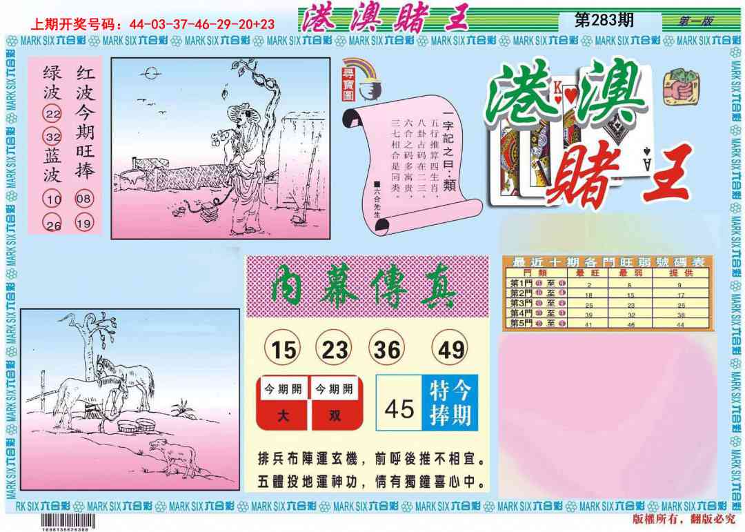 港澳赌王A 第283期