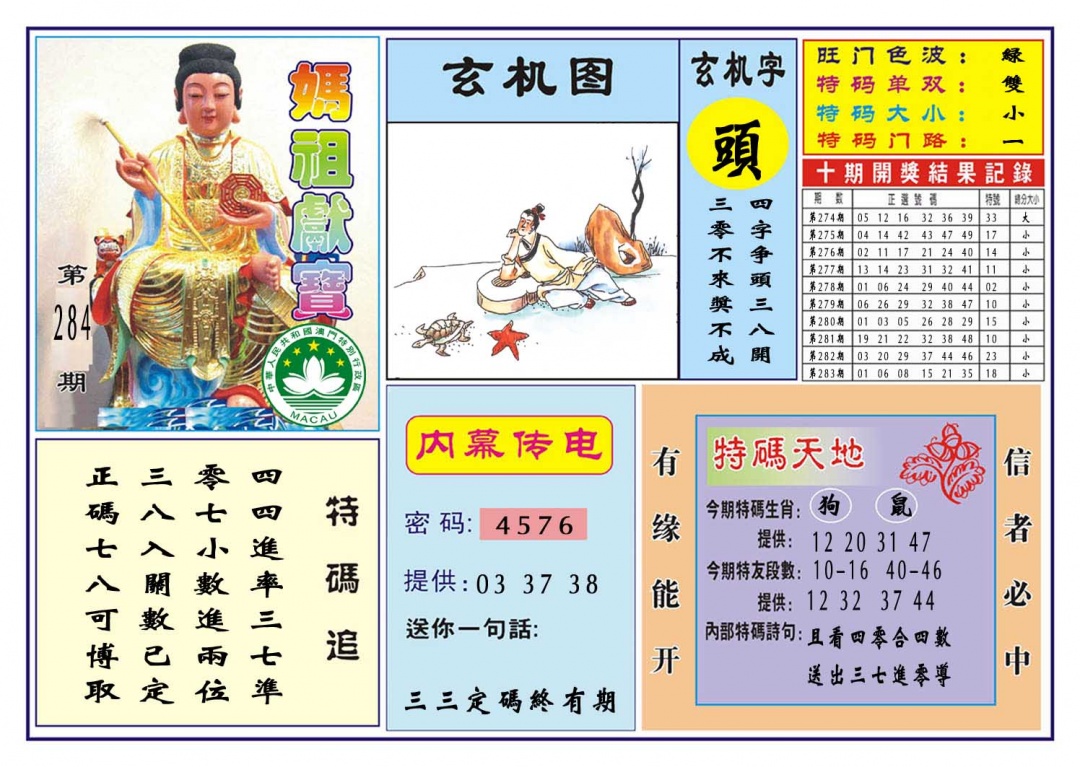 马祖献宝 第283期