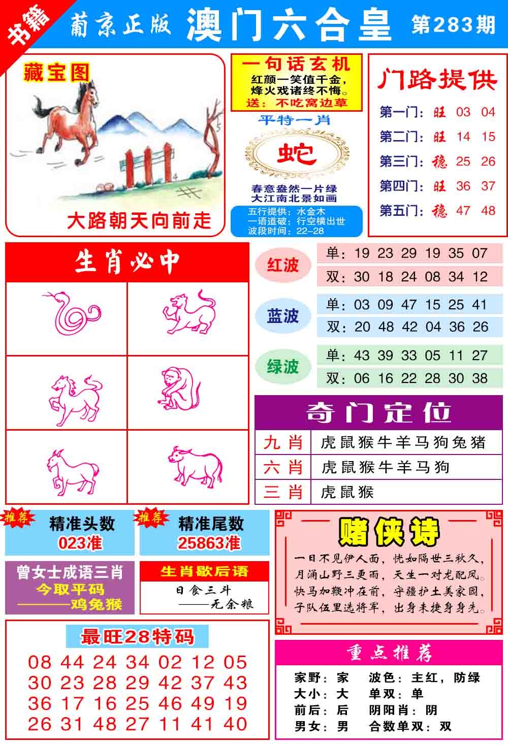 澳门六合皇心水 第283期