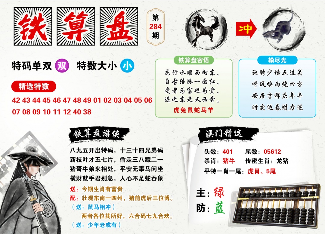 澳门铁算盘 第283期