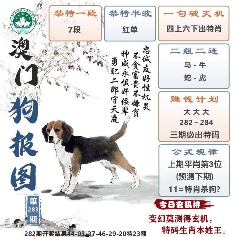 澳门狗报图 第283期