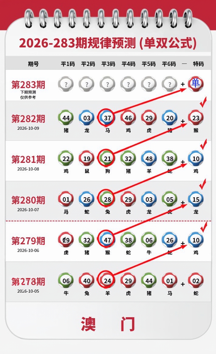 单双公式 第283期