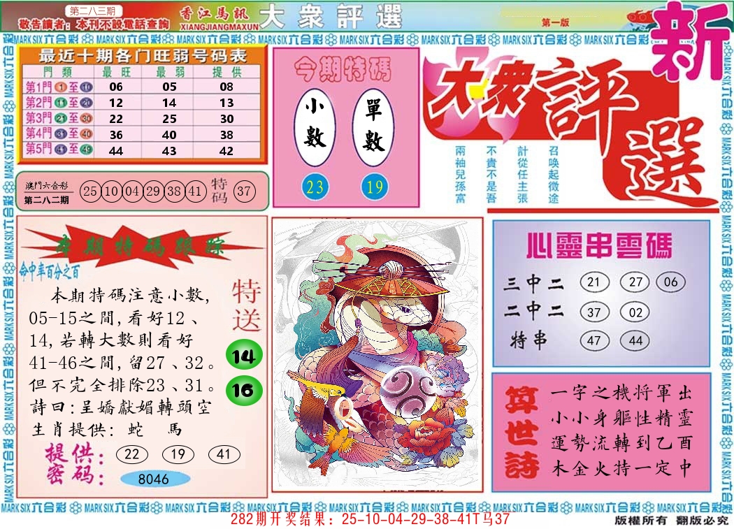 澳门大众评选 第283期