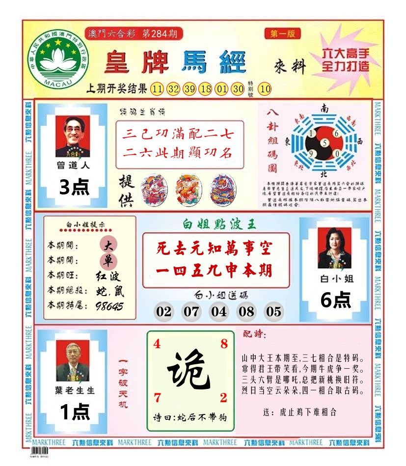 澳门皇牌马经 第283期