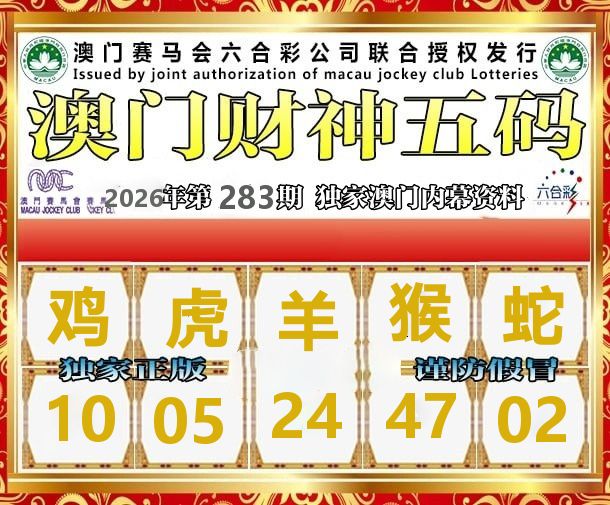 财神五肖五码 第283期