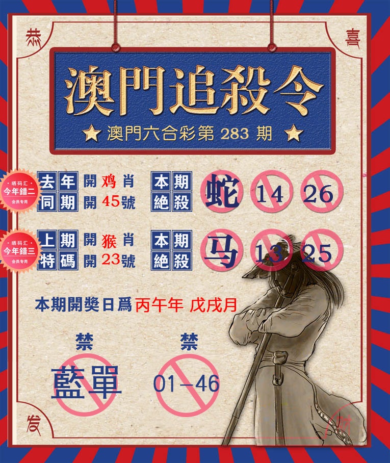 澳门追杀令 第283期