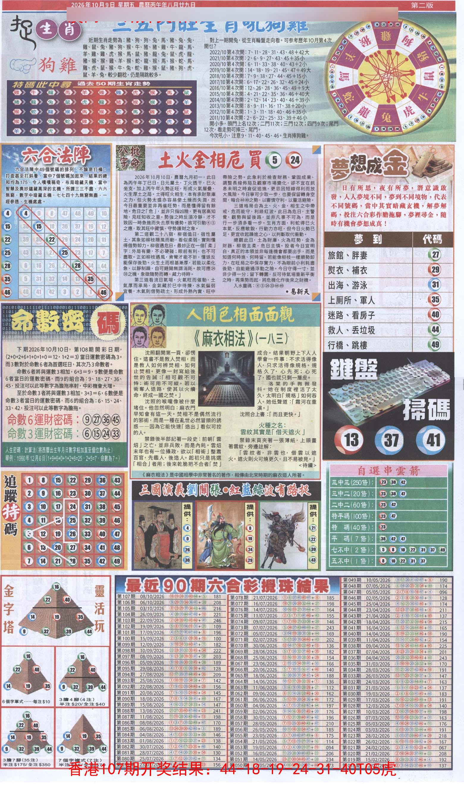 新报跑狗-2(背面) 第108期