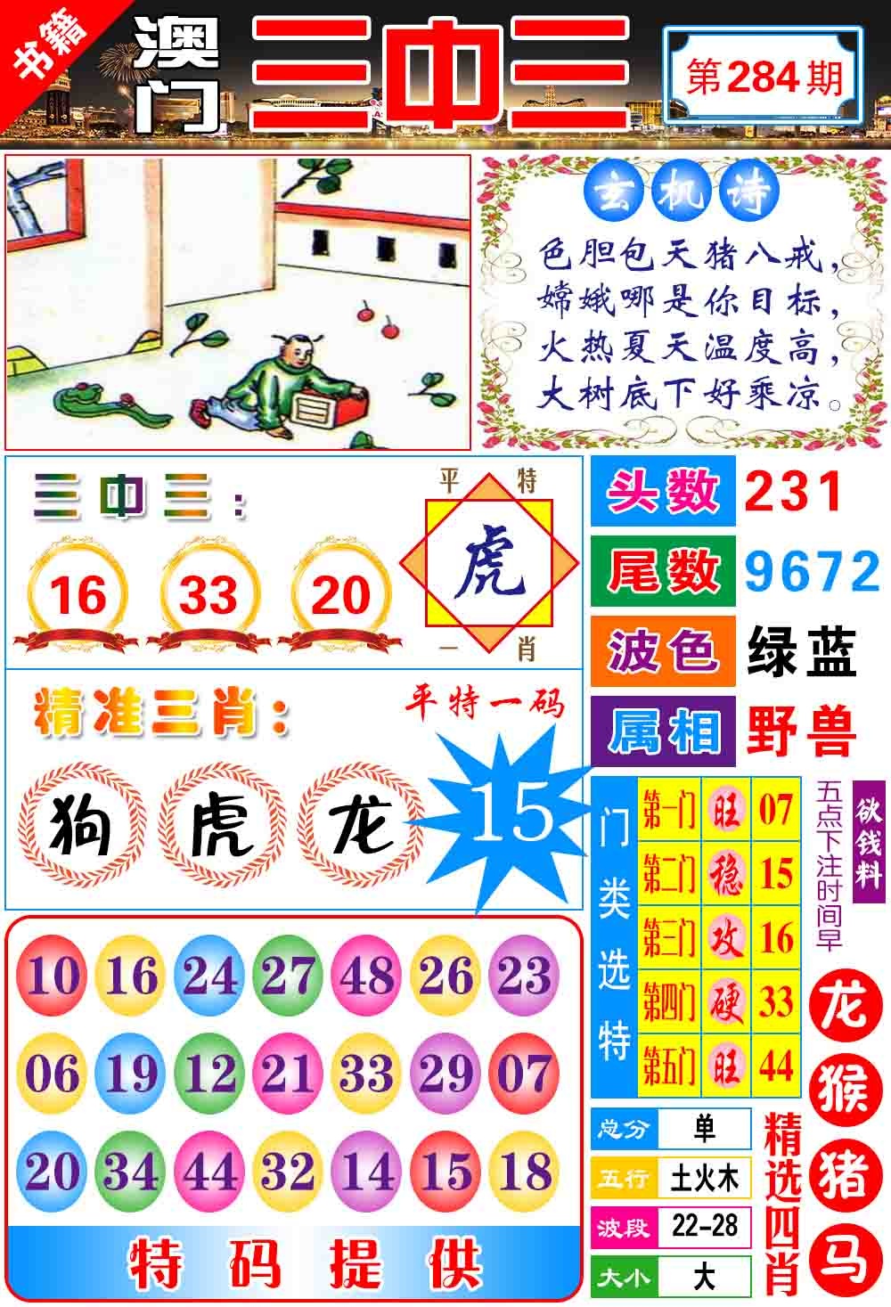 澳门宝典三中三 第283期