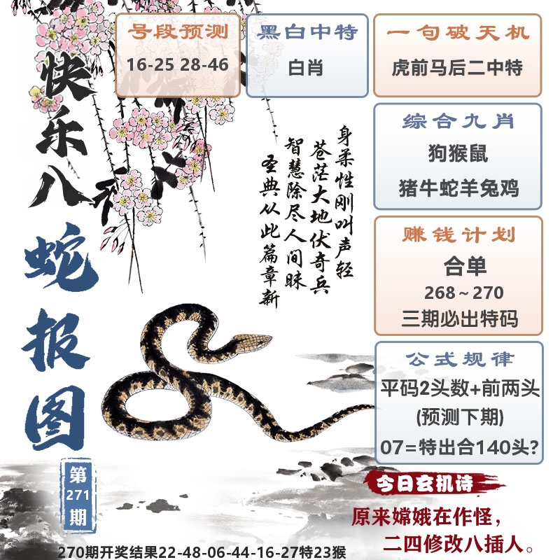 快乐八蛇报图 第271期