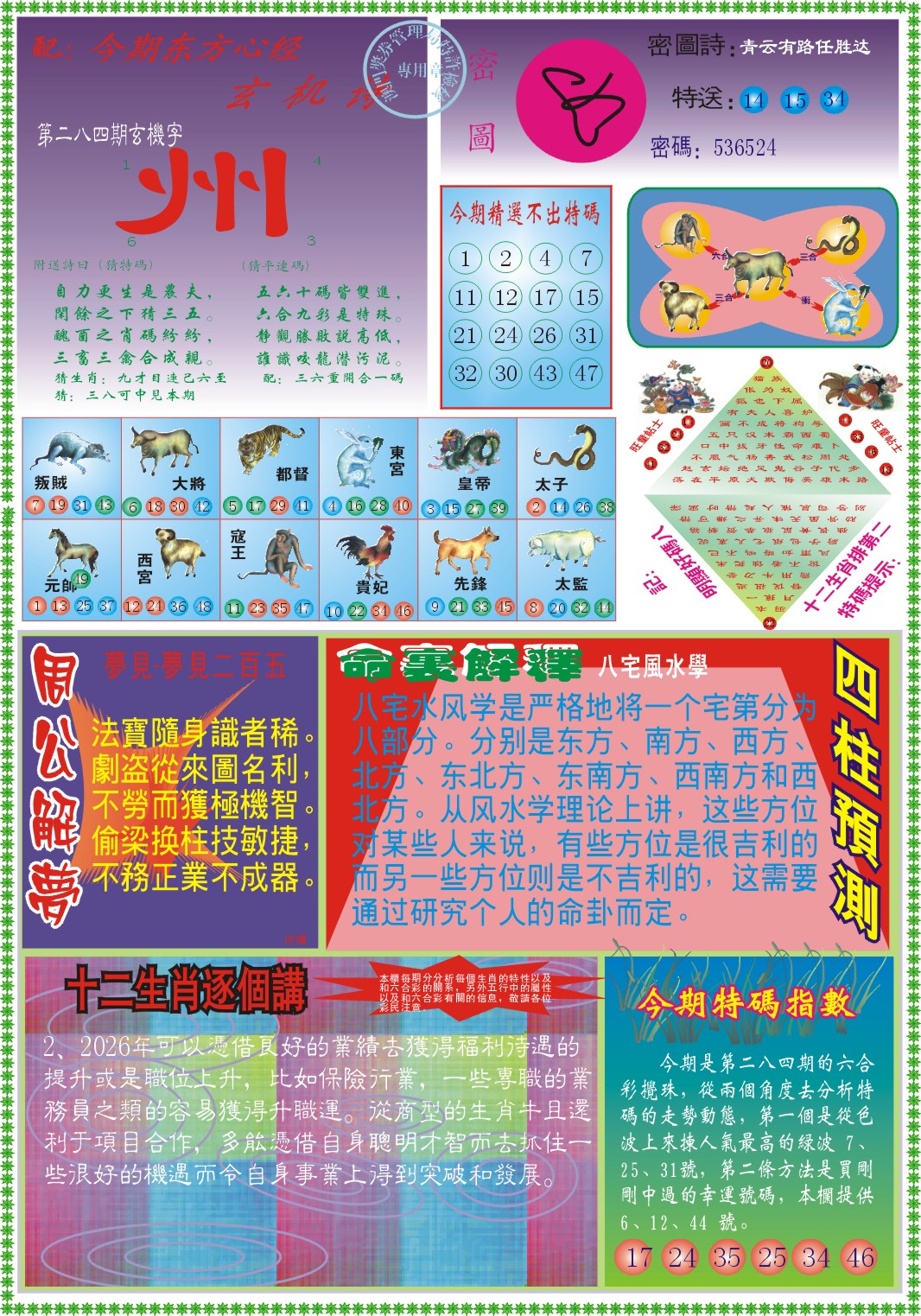 东方心经B 第284期