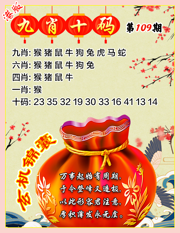 九肖十码 第109期