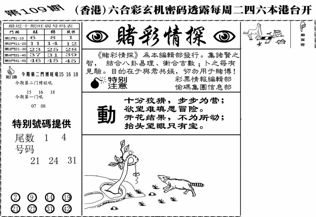 老版赌彩情探 第109期