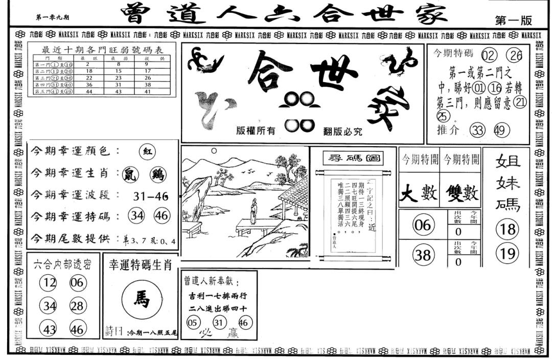 六合世家A 第109期