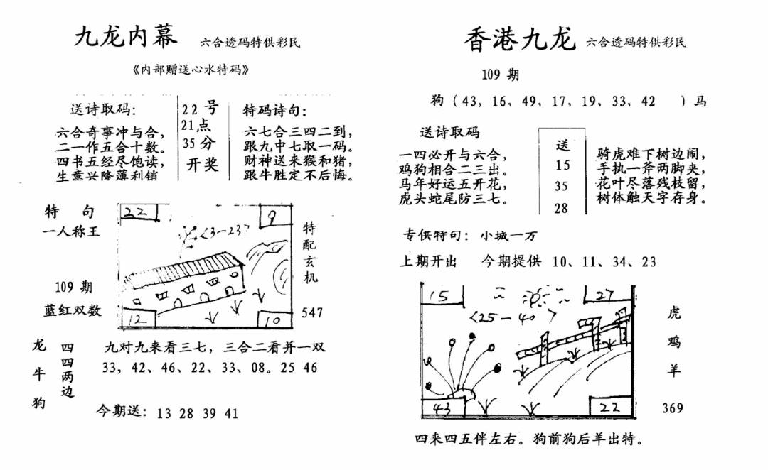 手写九龙内幕 第109期