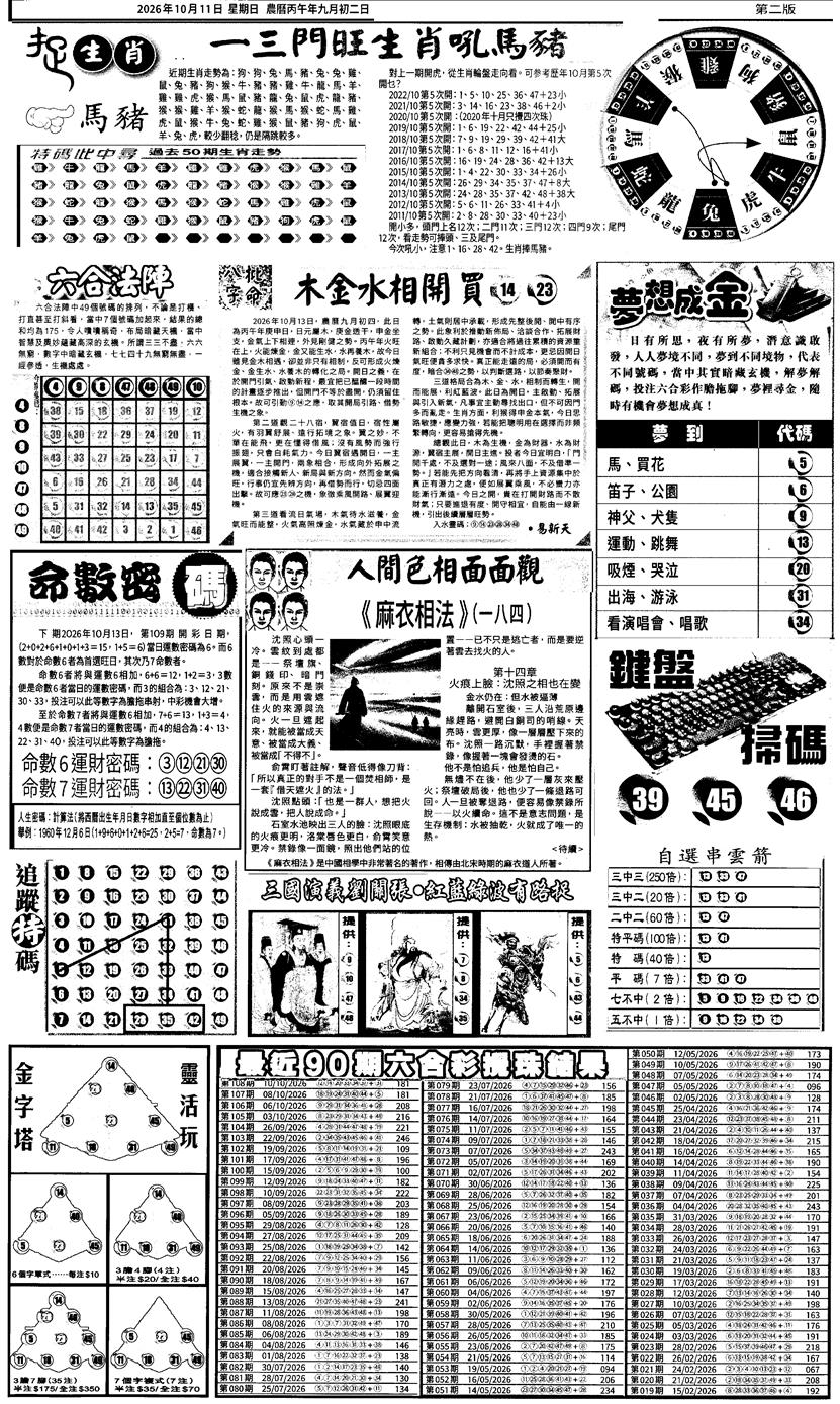 新报跑狗4 第109期