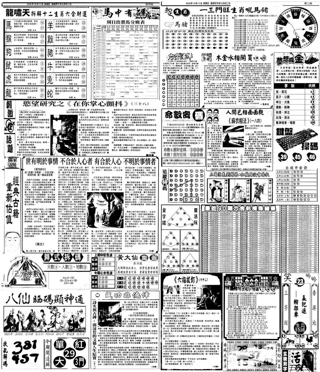 新报跑狗B(背面) 第109期