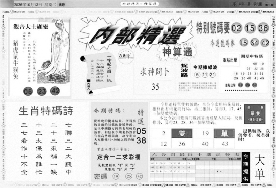 内部精选神算通A 第109期